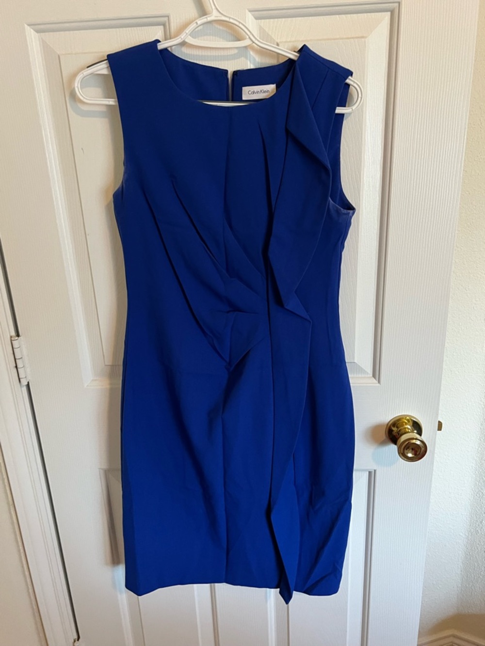 Calvin Klein Royal Blue Sleeveless Midi Sheath Dress